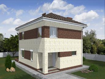 Проект компактного двухэтажного дома с террасой
